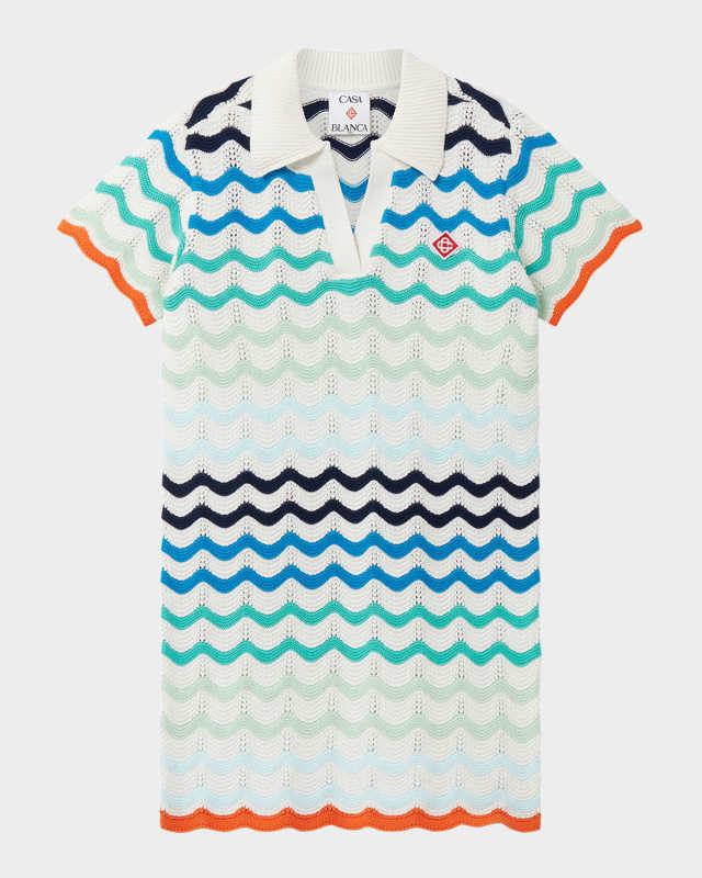 Girl's Beach Club Crochet Wave Knit Dress, Size 3T-14